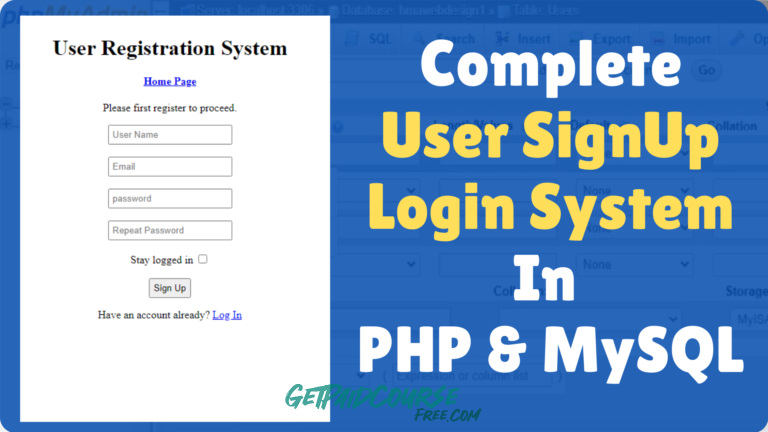 PHP: Complete Login and Registration System with PHP & MYSQL